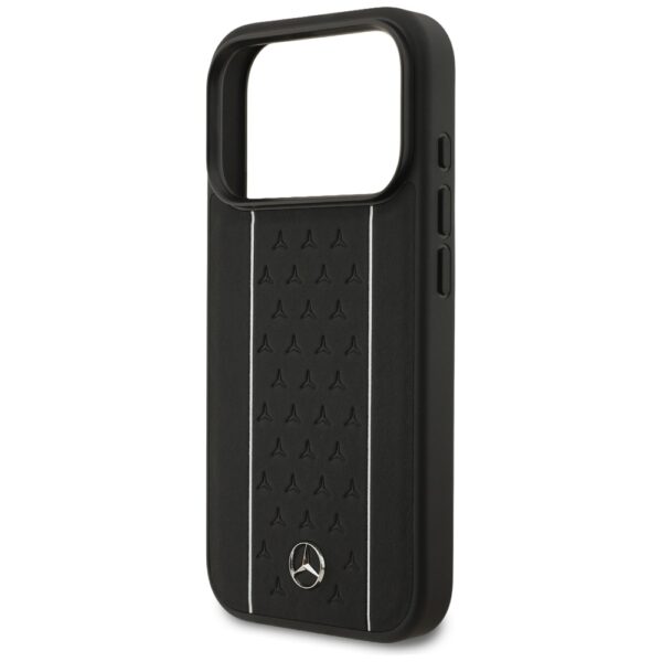 Mercedes Leather Star Pattern Stripes MagSafe Case for iPhone 17 Pro - Blackeng