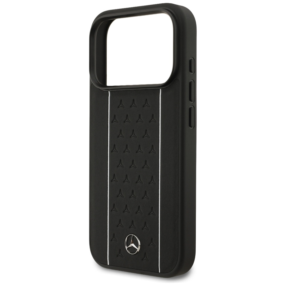 Mercedes Leather Star Pattern Stripes MagSafe Case for iPhone 17 Pro - Blackeng