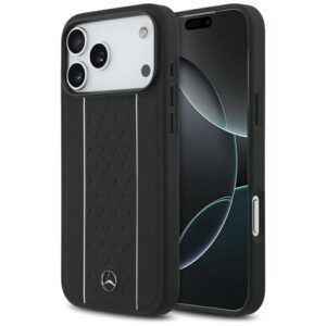 Mercedes Leather Star Pattern Stripes MagSafe Case for iPhone 17 Pro Max - Blackeng