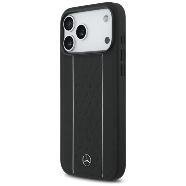 Mercedes Leather Star Pattern Stripes MagSafe Case for iPhone 17 Pro Max - Blackeng