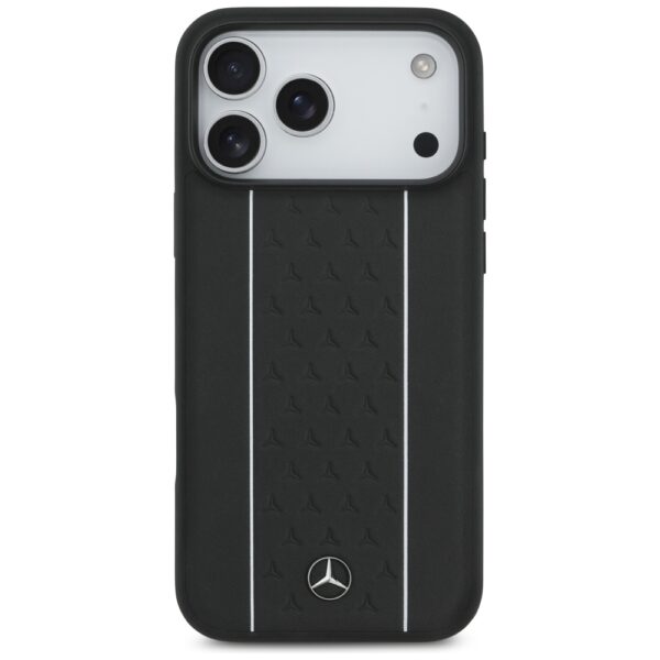 Mercedes Leather Star Pattern Stripes MagSafe Case for iPhone 17 Pro Max - Blackeng