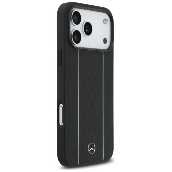 Mercedes Leather Star Pattern Stripes MagSafe Case for iPhone 17 Pro Max - Blackeng