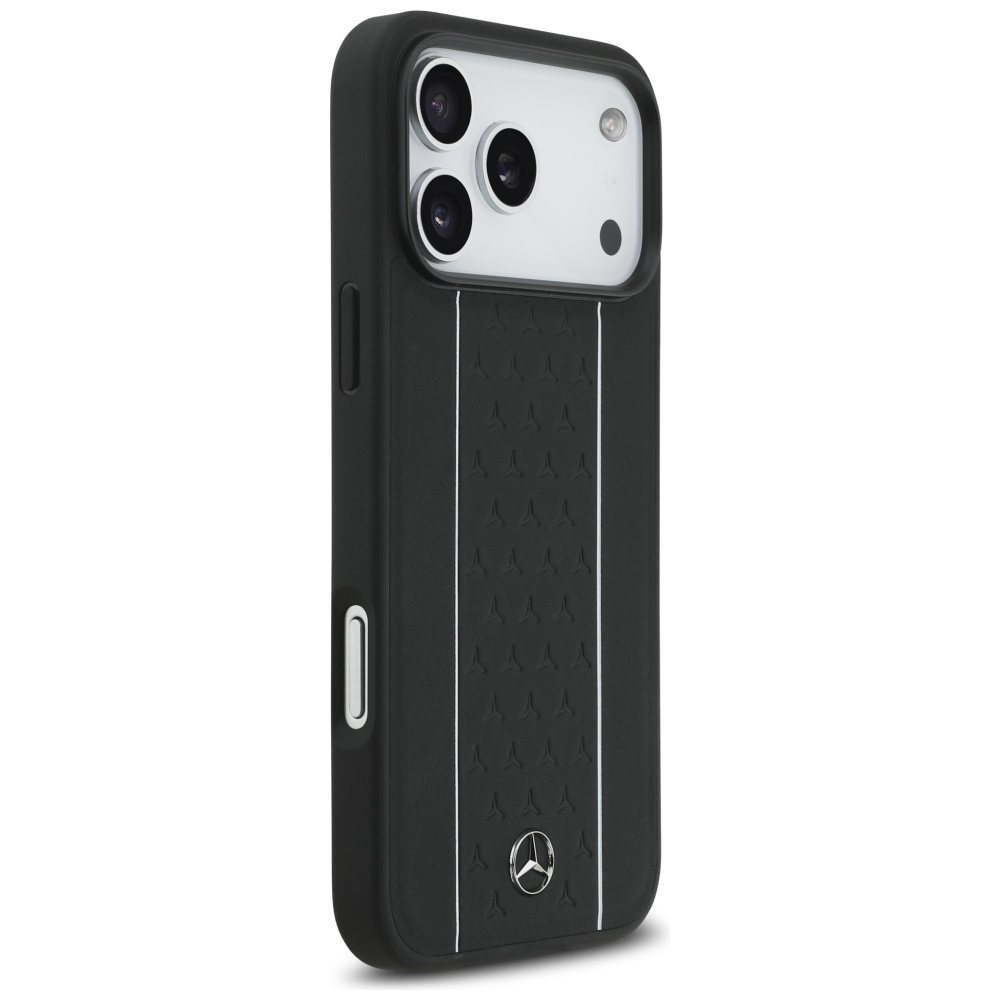 Mercedes Leather Star Pattern Stripes MagSafe Case for iPhone 17 Pro Max - Blackeng