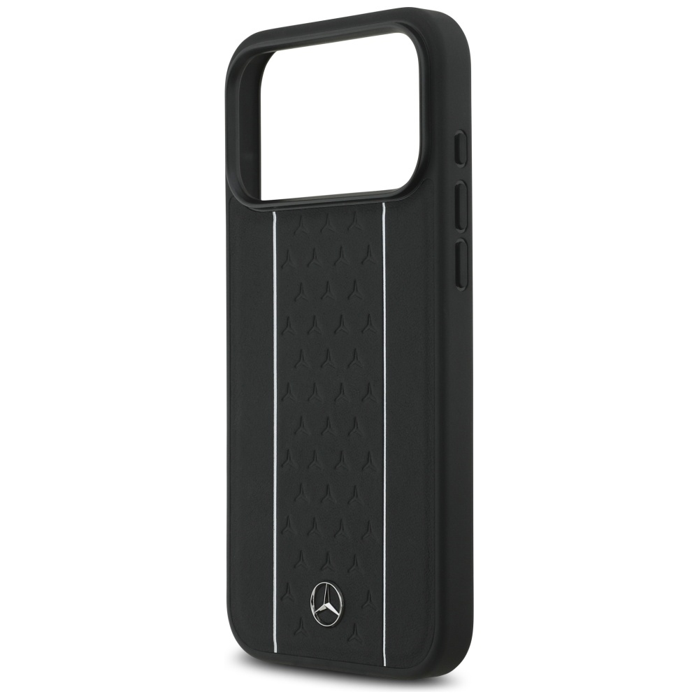 Mercedes Leather Star Pattern Stripes MagSafe Case for iPhone 17 Pro Max - Blackeng