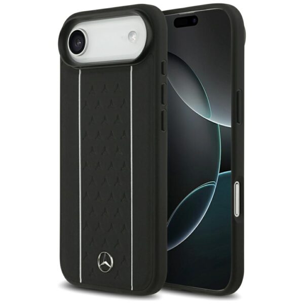 Mercedes Leather Star Pattern Stripes MagSafe case for iPhone Air - blackeng