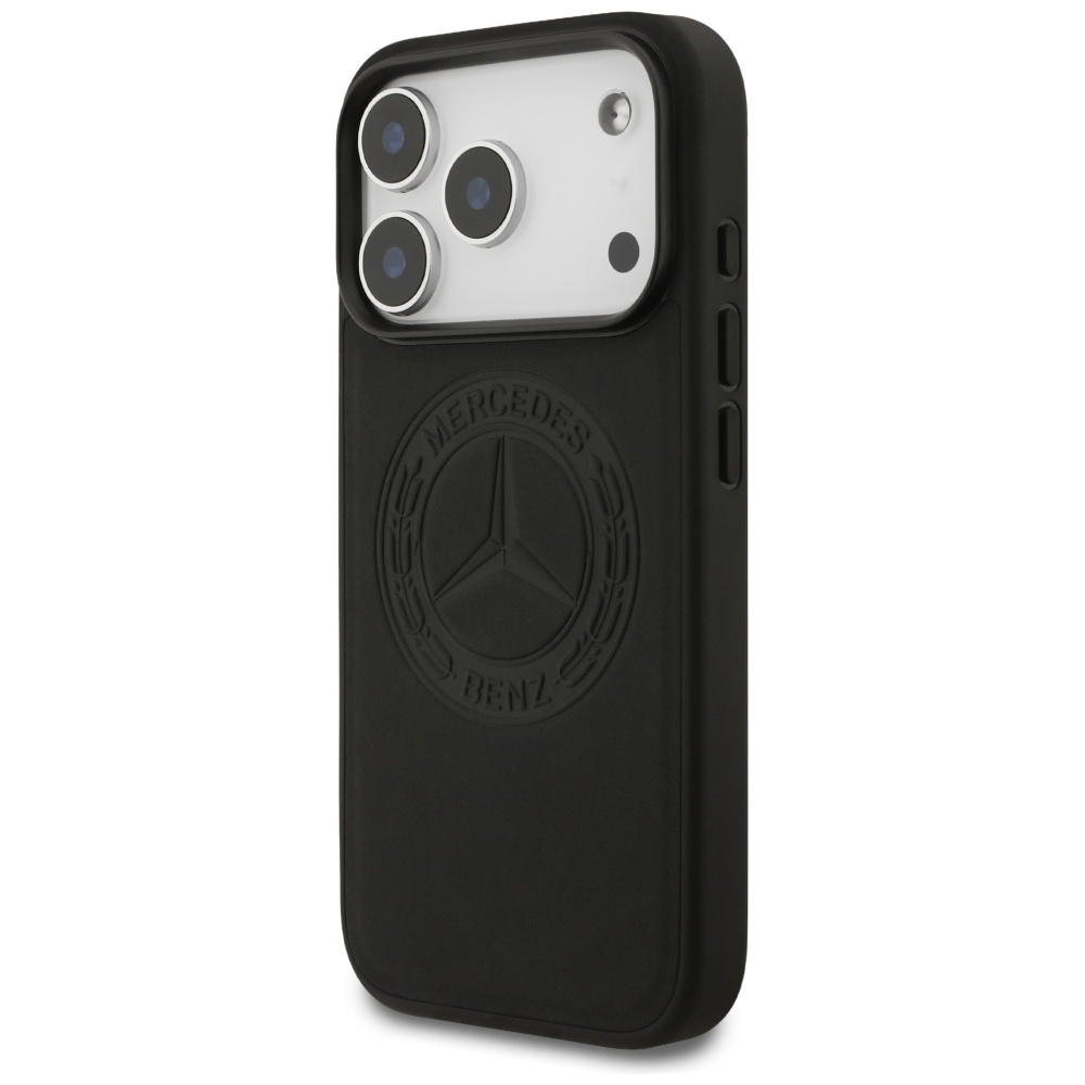 Mercedes Leather Vintage Logo MagSafe Case for iPhone 17 Pro - Blackeng