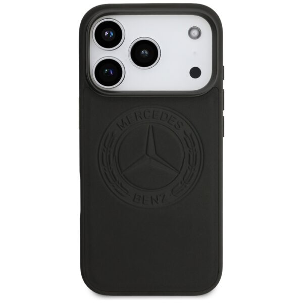 Mercedes Leather Vintage Logo MagSafe Case for iPhone 17 Pro - Blackeng