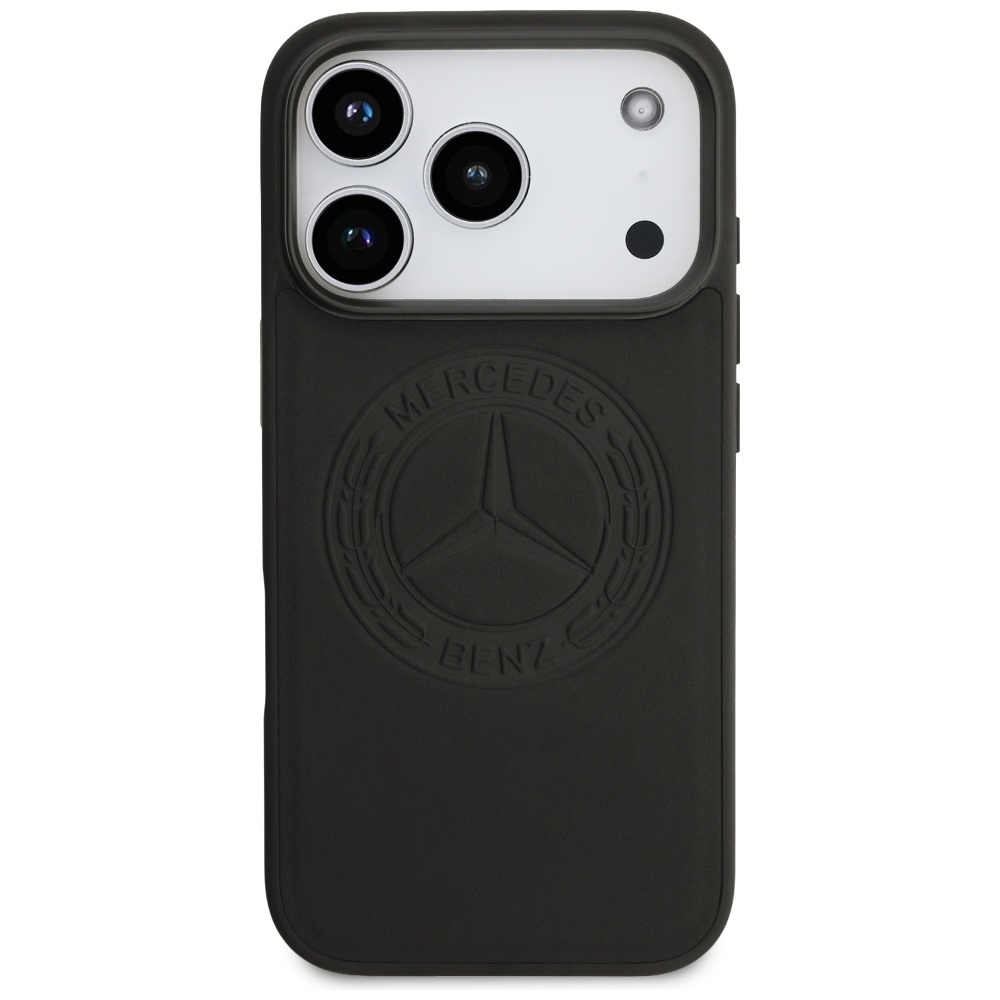 Mercedes Leather Vintage Logo MagSafe Case for iPhone 17 Pro - Blackeng