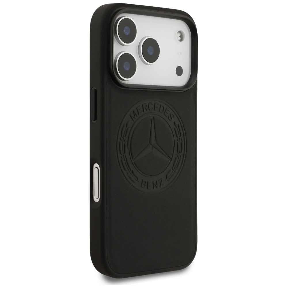 Mercedes Leather Vintage Logo MagSafe Case for iPhone 17 Pro - Blackeng