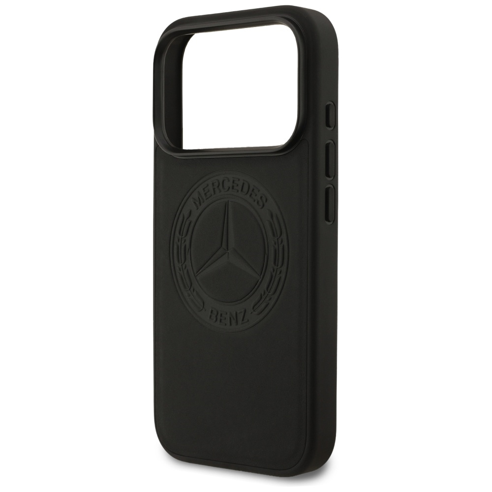 Mercedes Leather Vintage Logo MagSafe Case for iPhone 17 Pro - Blackeng