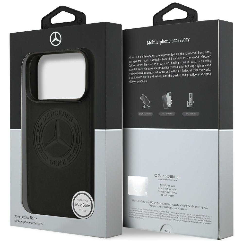 Mercedes Leather Vintage Logo MagSafe Case for iPhone 17 Pro - Blackeng