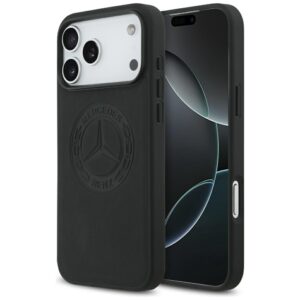 Mercedes Leather Vintage Logo MagSafe Case for iPhone 17 Pro Max - Blackeng