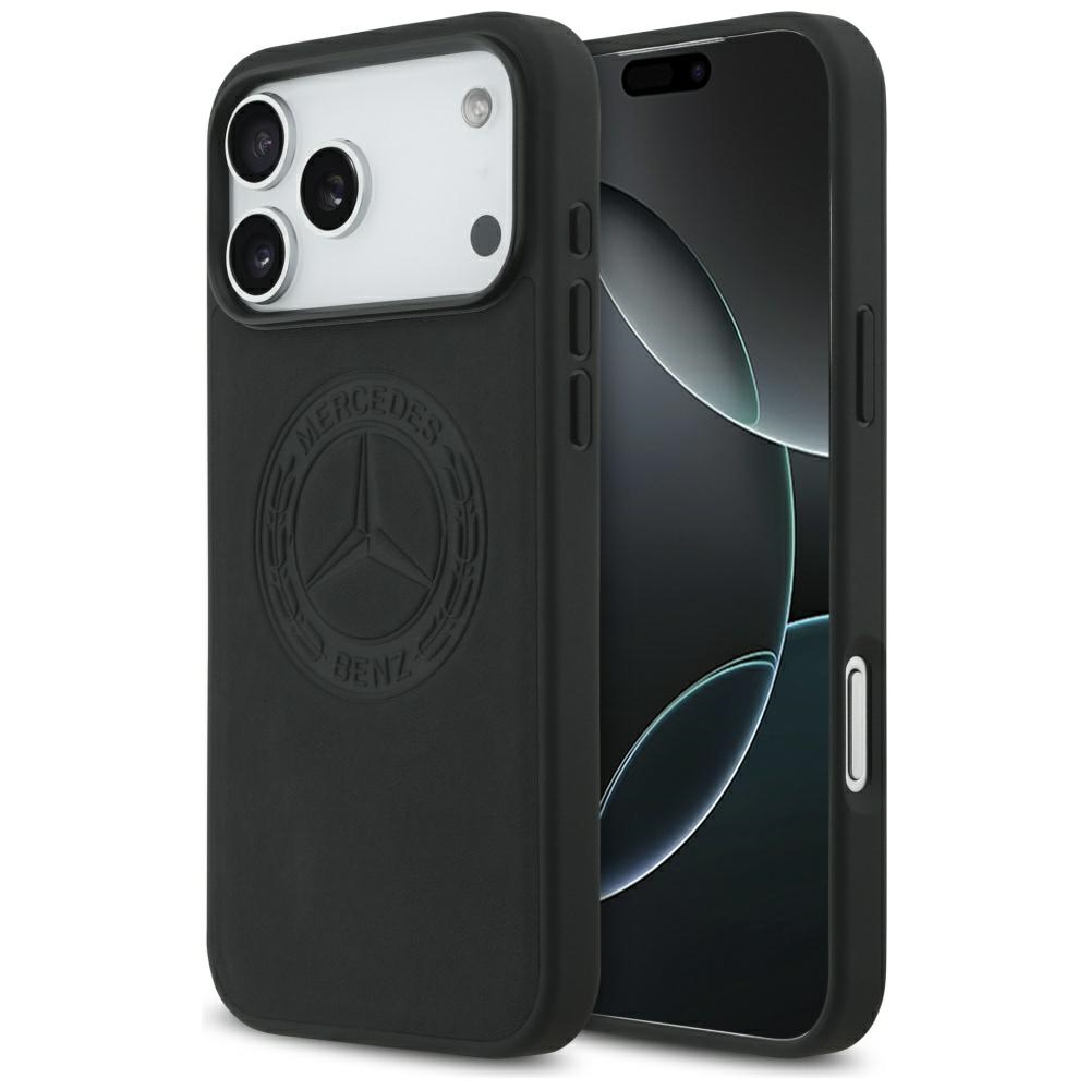 Mercedes Leather Vintage Logo MagSafe Case for iPhone 17 Pro Max - Blackeng