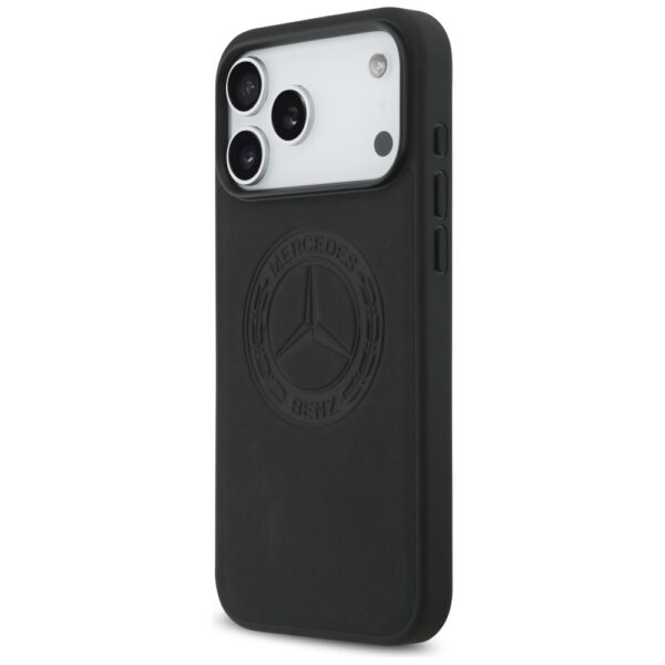 Mercedes Leather Vintage Logo MagSafe Case for iPhone 17 Pro Max - Blackeng