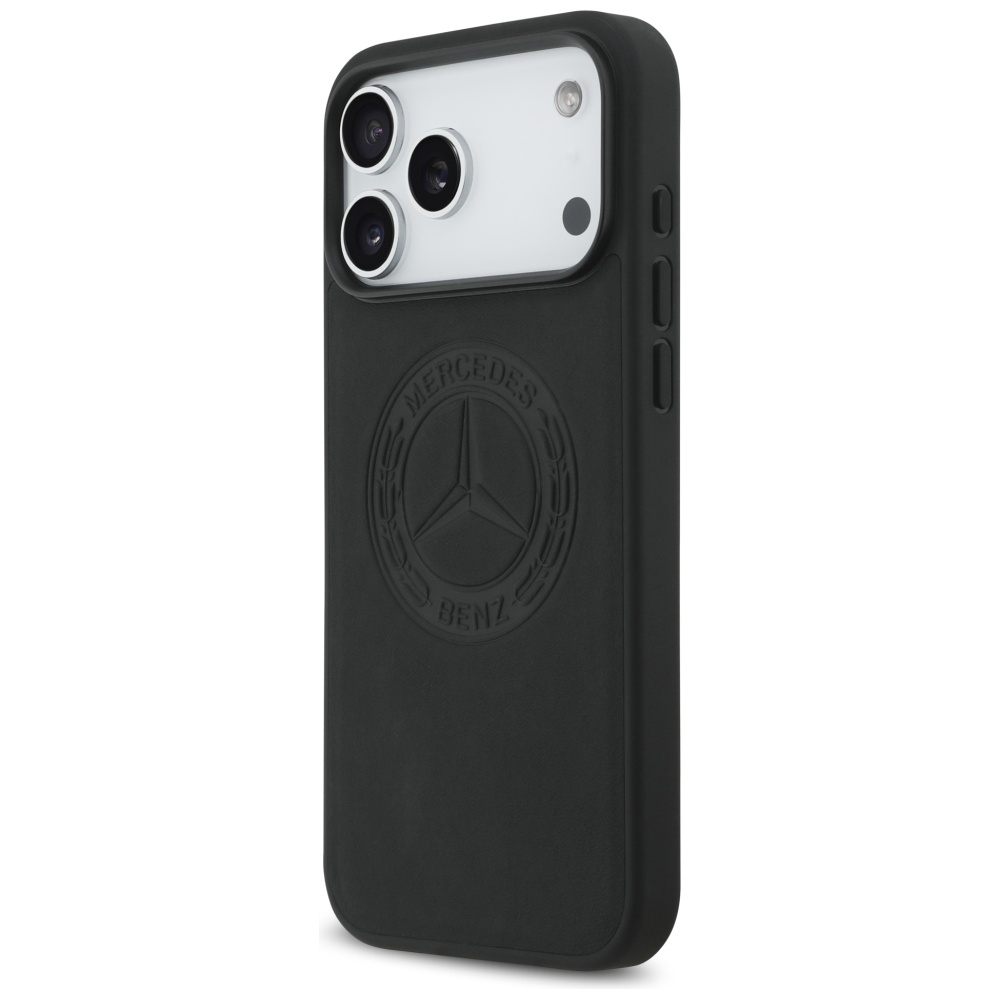 Mercedes Leather Vintage Logo MagSafe Case for iPhone 17 Pro Max - Blackeng