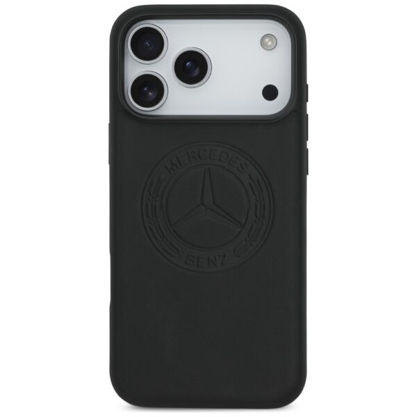 Mercedes Leather Vintage Logo MagSafe Case for iPhone 17 Pro Max - Blackeng