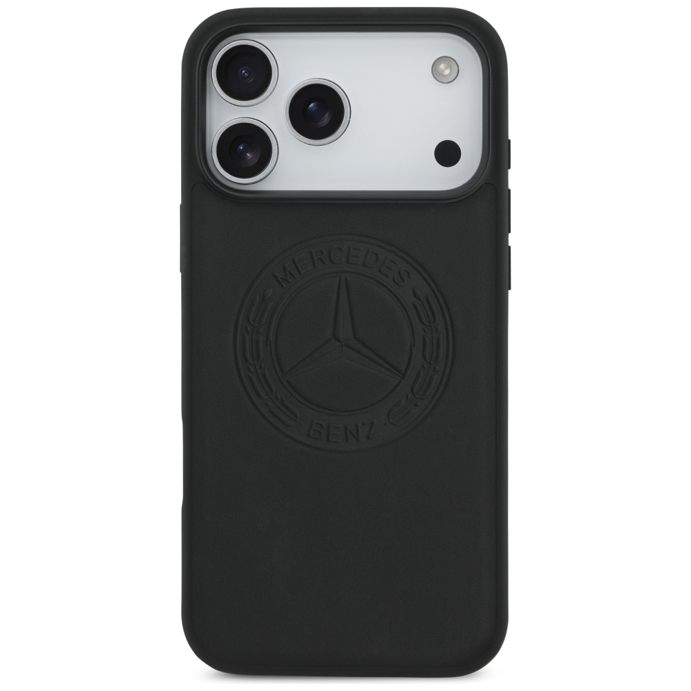Mercedes Leather Vintage Logo MagSafe Case for iPhone 17 Pro Max - Blackeng