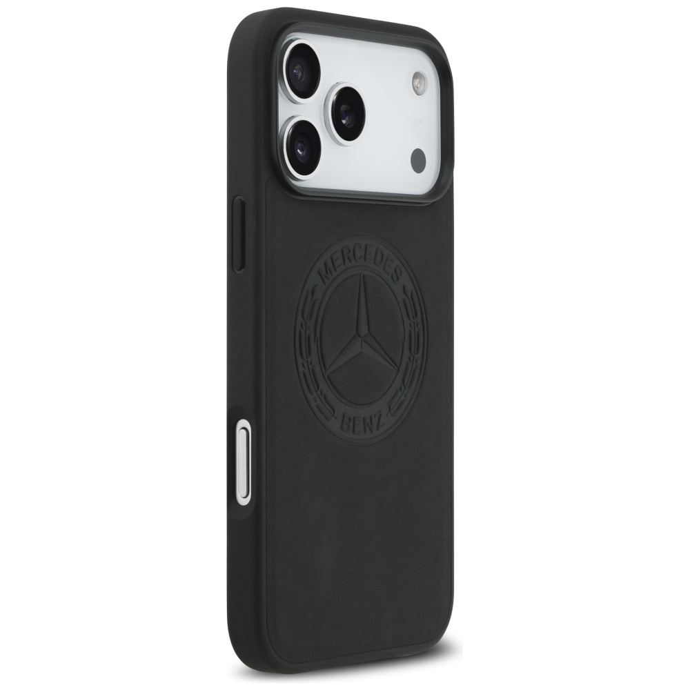 Mercedes Leather Vintage Logo MagSafe Case for iPhone 17 Pro Max - Blackeng