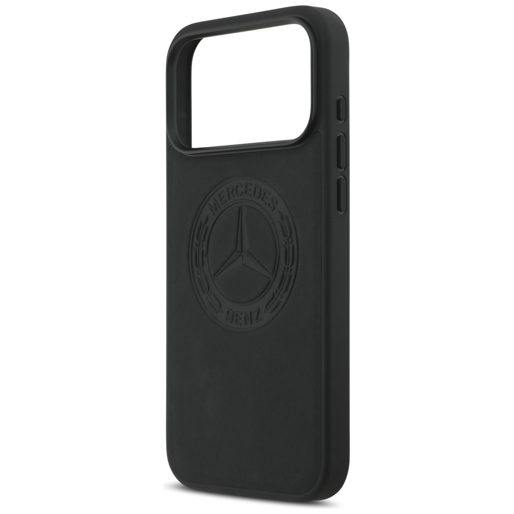 Mercedes Leather Vintage Logo MagSafe Case for iPhone 17 Pro Max - Blackeng