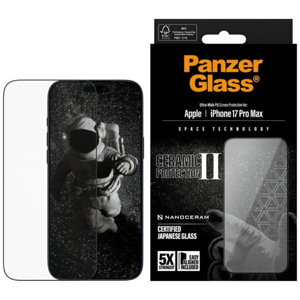 PanzerGlass Ceramic II Ultra-Wide Fit EasyAligne Tempered Glass for iPhone 17 Pro Maxeng