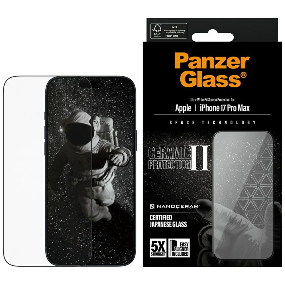 PanzerGlass Ceramic II Ultra-Wide Fit EasyAligne Tempered Glass for iPhone 17 Pro Maxeng
