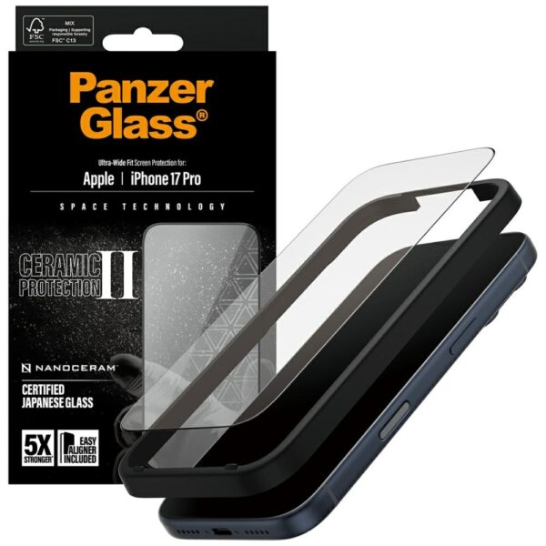 201007_4 PanzerGlass Ceramic II Ultra-Wide Fit EasyAligner for iPhone 17 Proeng