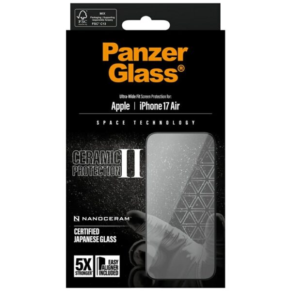 PanzerGlass Ceramic II Ultra-Wide Fit EasyAligner Tempered Glass for iPhone Aireng