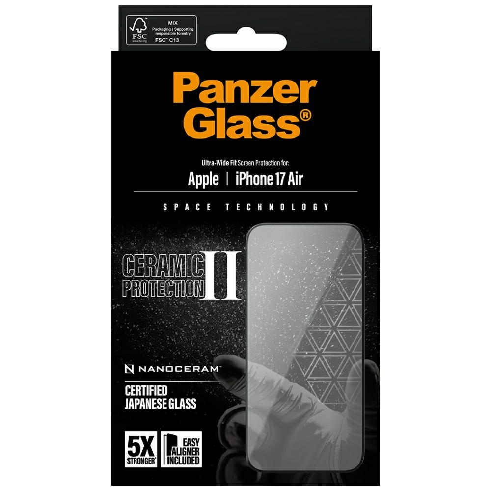 PanzerGlass Ceramic II Ultra-Wide Fit EasyAligner Tempered Glass for iPhone Aireng