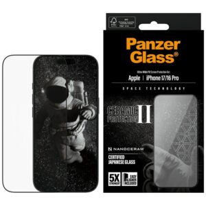 PanzerGlass Ceramic II Ultra-Wide Fit EasyAligner Tempered Glass for iPhone 16 / 16 Plus / 17eng