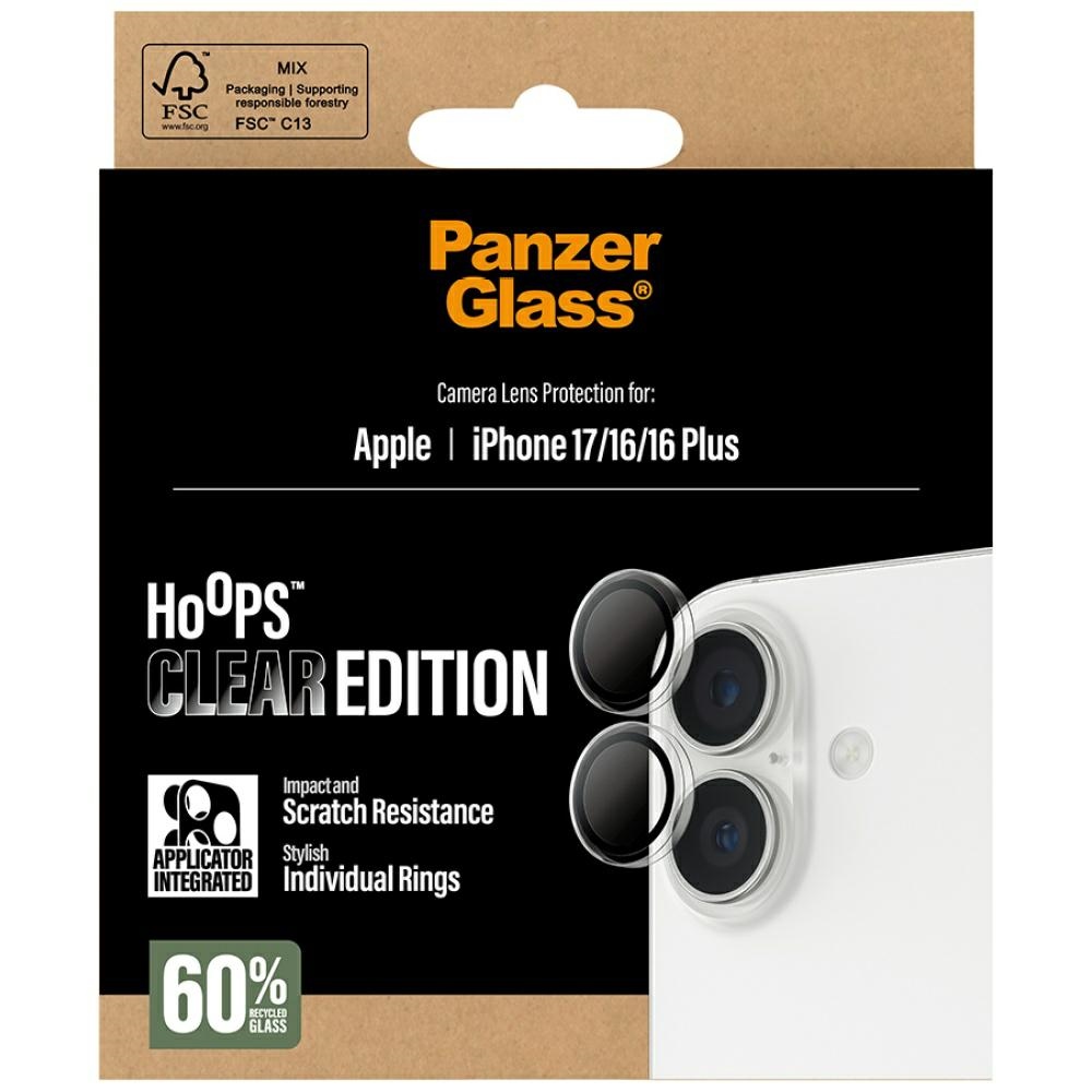 PanzerGlass Hoops Tempered Glass Lens Screen Protector for iPhone 16 / 16 Plus / 17eng