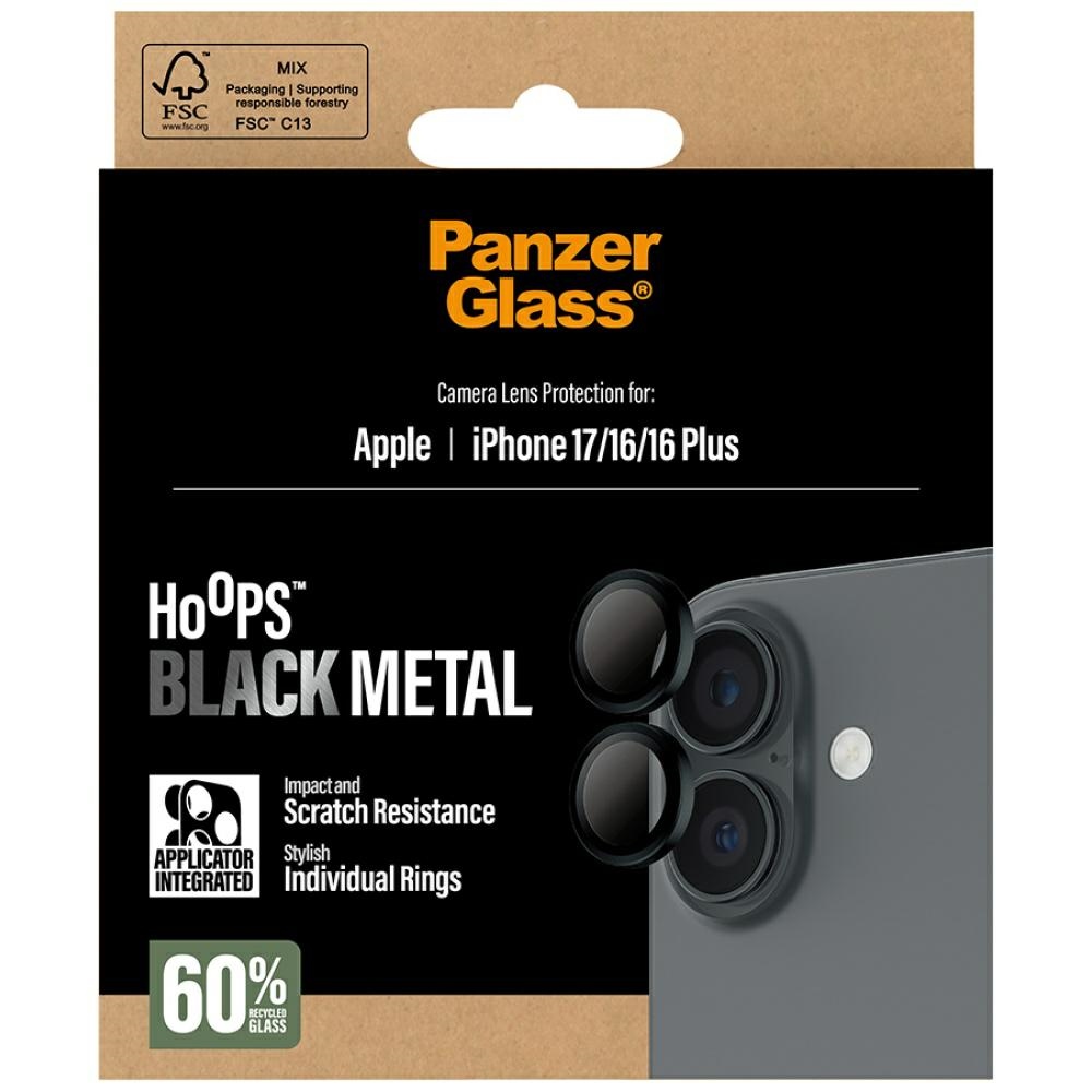 PanzerGlass Hoops Tempered Glass Lens Screen Protector for iPhone 16 / 16 Plus / 17eng
