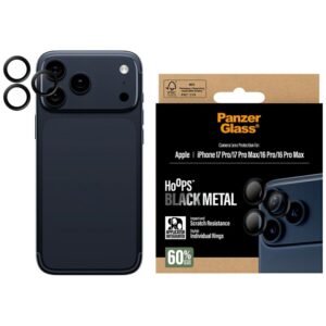 PanzerGlass Hoops Tempered Glass Lens Screen Protector for iPhone 17 Pro / 17 Pro Max / 16 Pro / 16 Pro Max Blackeng