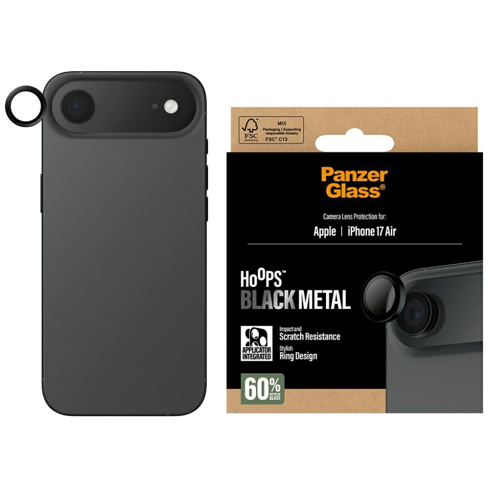 PanzerGlass Hoops Tempered Glass Lens Screen Protector for iPhone Air Blackeng
