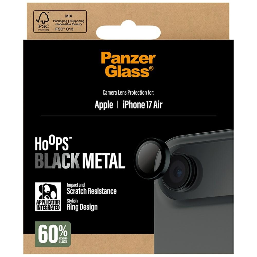 PanzerGlass Hoops Tempered Glass Lens Screen Protector for iPhone Air Blackeng