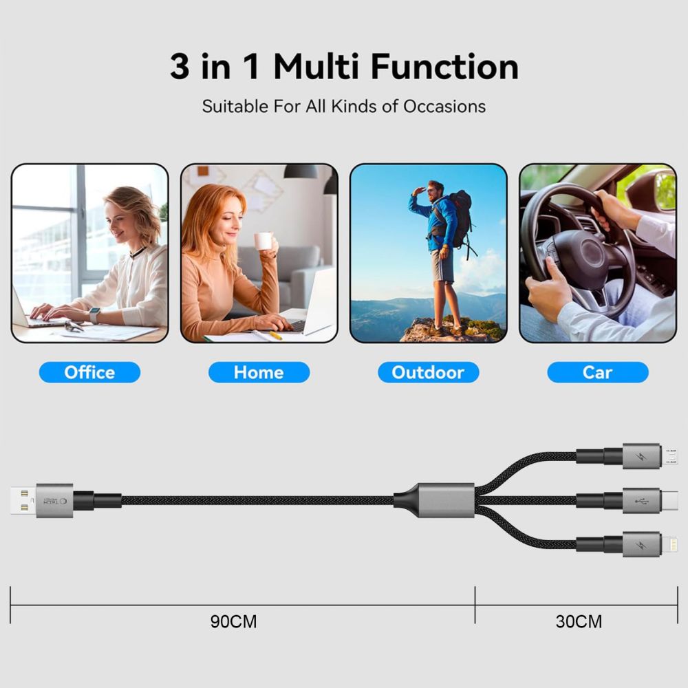 CREATOR: gd-jpeg v1.0 (using IJG JPEG v62), quality = 80 Tech-Protect UltraBoost DNA 3in1 USB-C / Micro-USB / Lightning cable 120 cm - grayeng