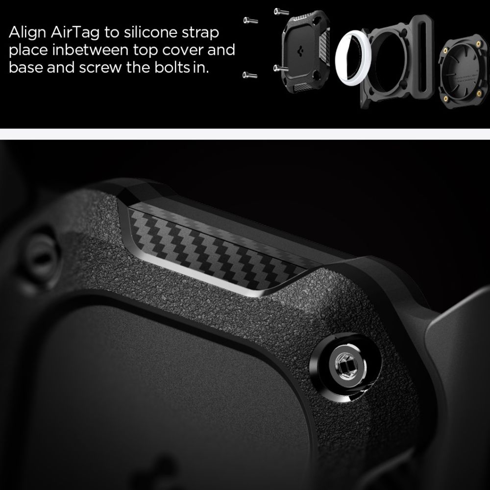 CREATOR: gd-jpeg v1.0 (using IJG JPEG v62), quality = 80 Spigen Tough Armor Pet Collar AirTag 1/2 Case - Blackeng