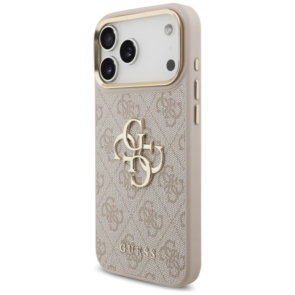 Guess 4G Big 4G Classic Logo Big Strap Metal Buttons Case for iPhone 17 Pro Max - Pinkeng
