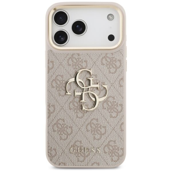 Guess 4G Big 4G Classic Logo Big Strap Metal Buttons Case for iPhone 17 Pro Max - Pinkeng