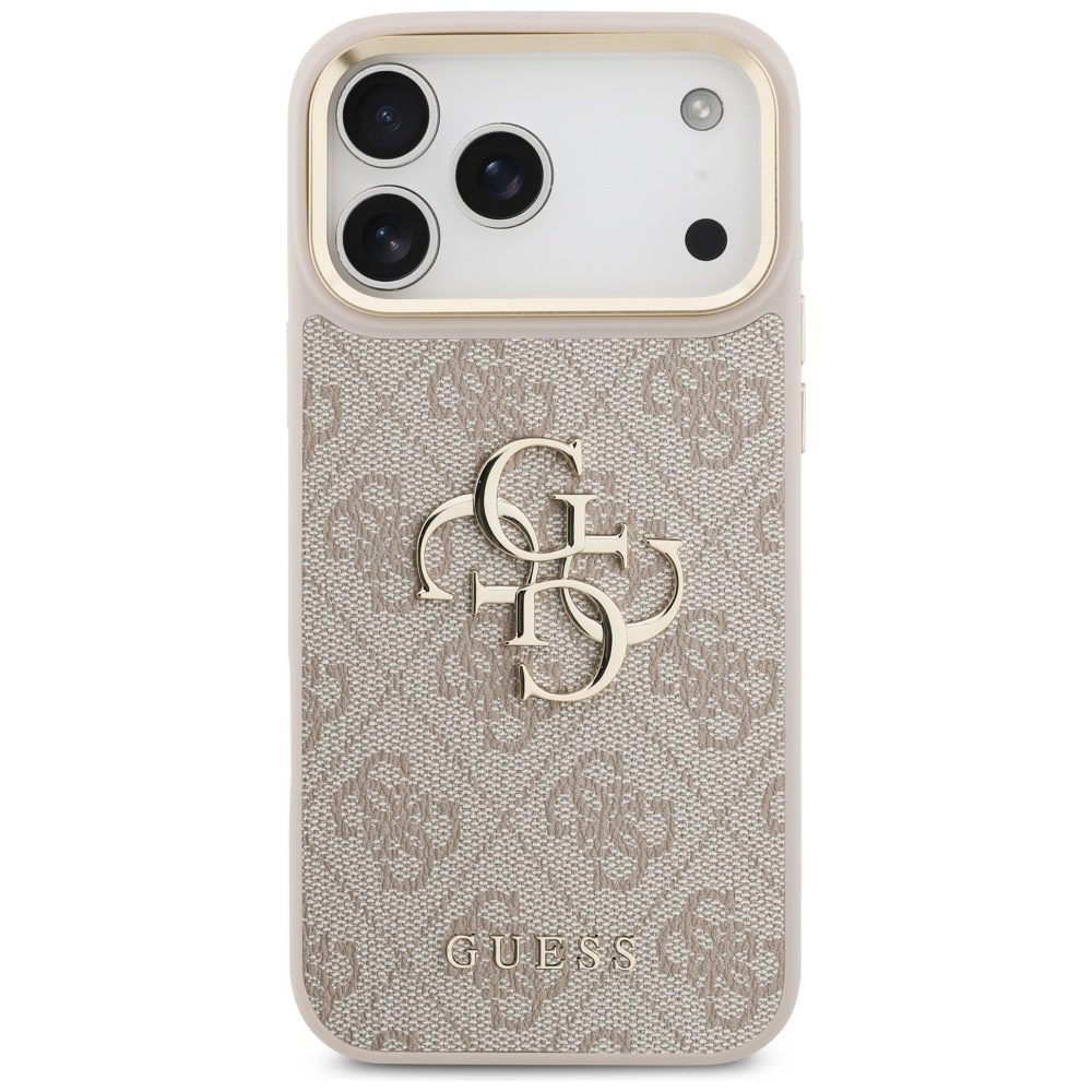 Guess 4G Big 4G Classic Logo Big Strap Metal Buttons Case for iPhone 17 Pro Max - Pinkeng