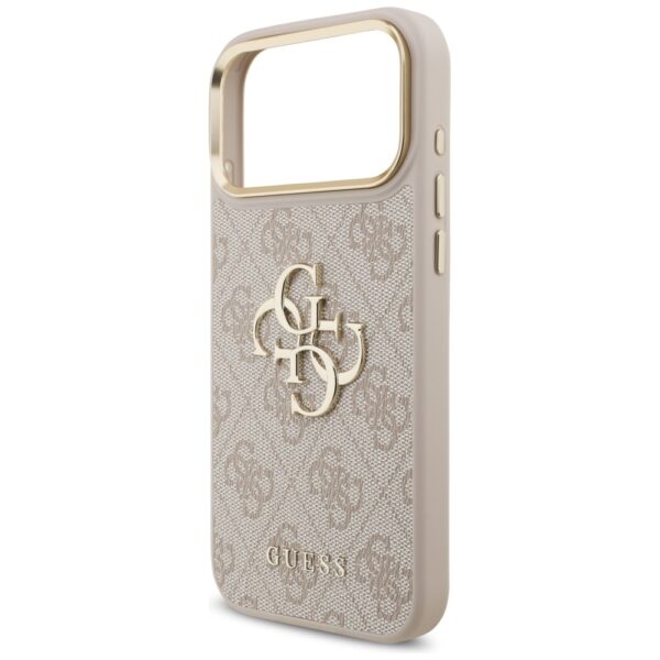 Guess 4G Big 4G Classic Logo Big Strap Metal Buttons Case for iPhone 17 Pro Max - Pinkeng