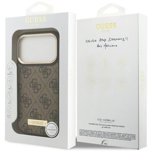 Guess 4G Logo Plate MagSafe case for iPhone 17 Pro - browneng
