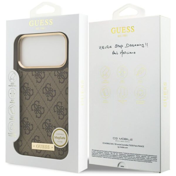 Guess 4G Logo Plate MagSafe Case for iPhone 17 Pro Max - Browneng