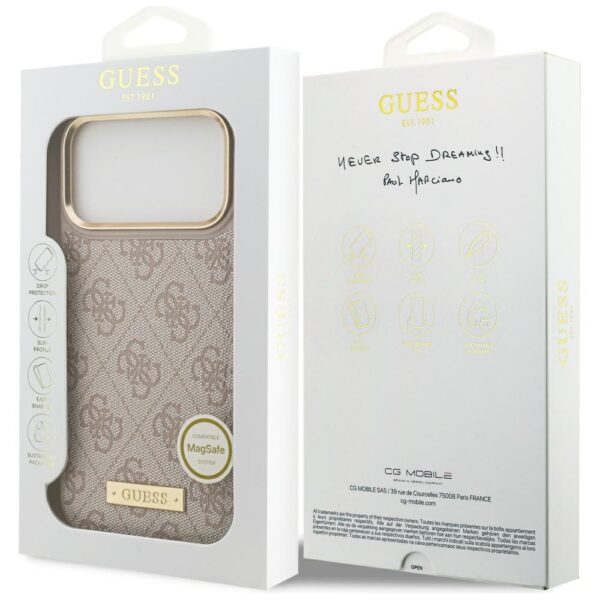 Guess 4G Logo Plate MagSafe Case for iPhone 17 Pro Max - Pinkeng