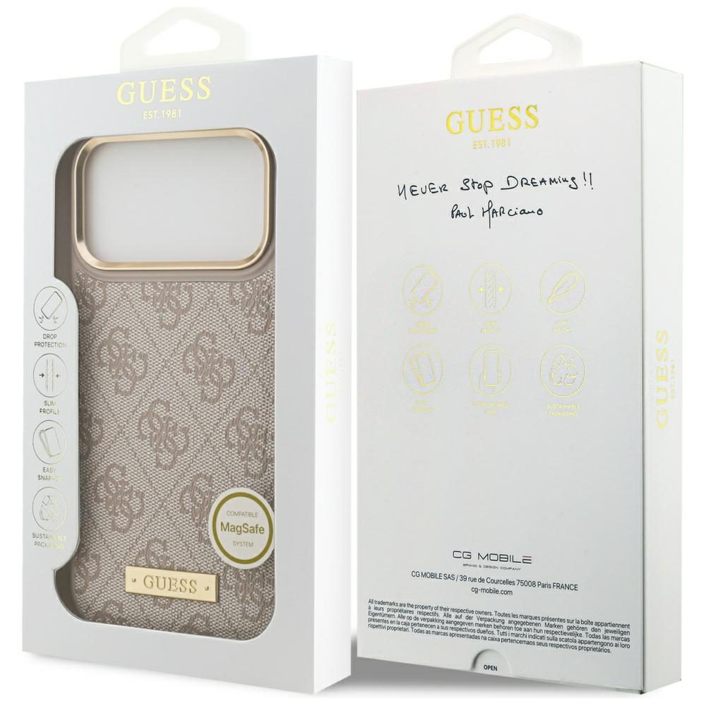 Guess 4G Logo Plate MagSafe Case for iPhone 17 Pro Max - Pinkeng
