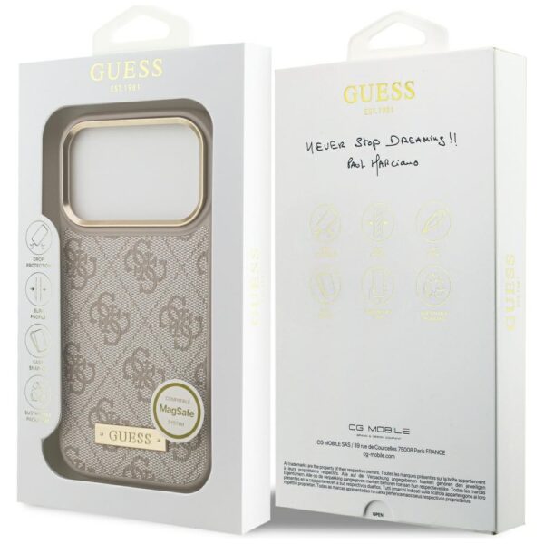 Guess 4G Logo Plate MagSafe Case for iPhone 17 Pro - Pinkeng