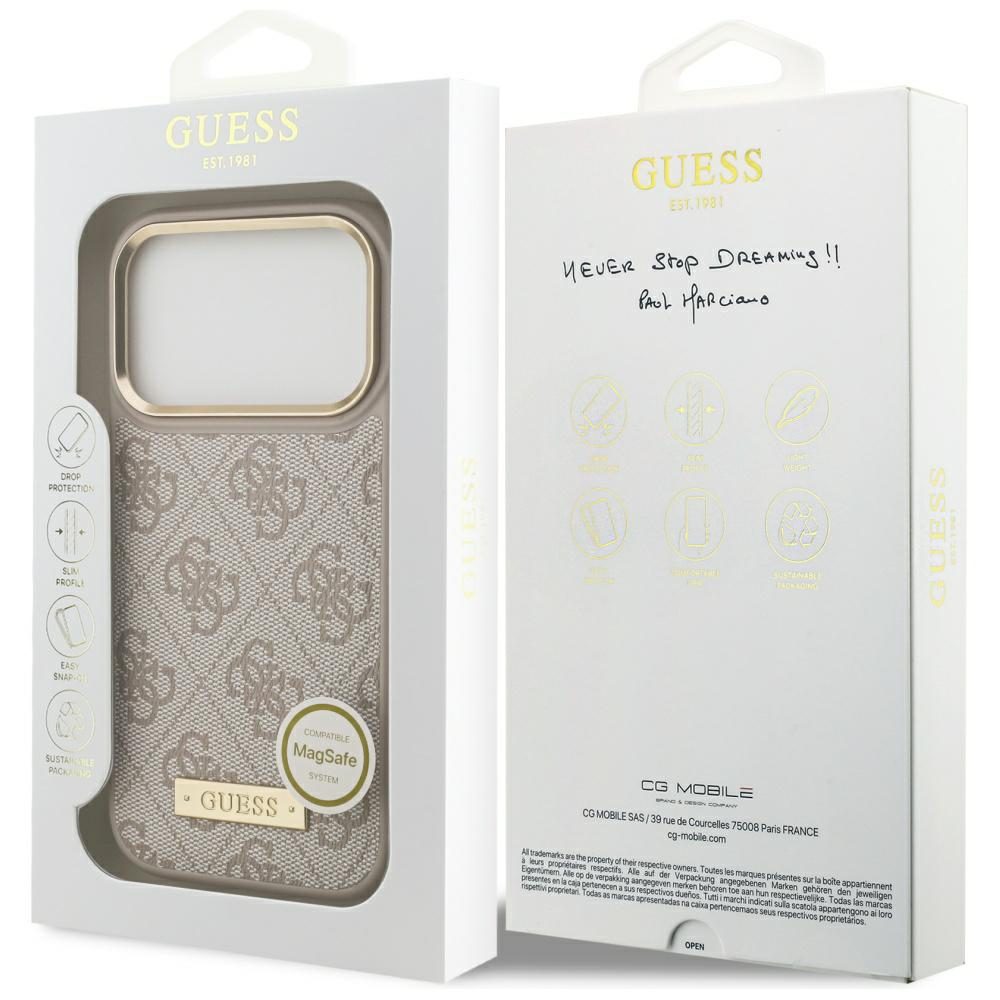 Guess 4G Logo Plate MagSafe Case for iPhone 17 Pro - Pinkeng