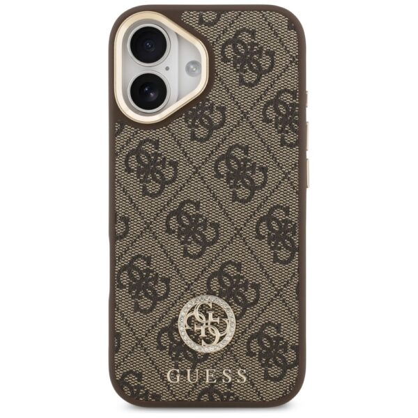 Guess 4G Strass Logo & Big Strap Metal Buttons MagSafe Case for iPhone 17 - Browneng