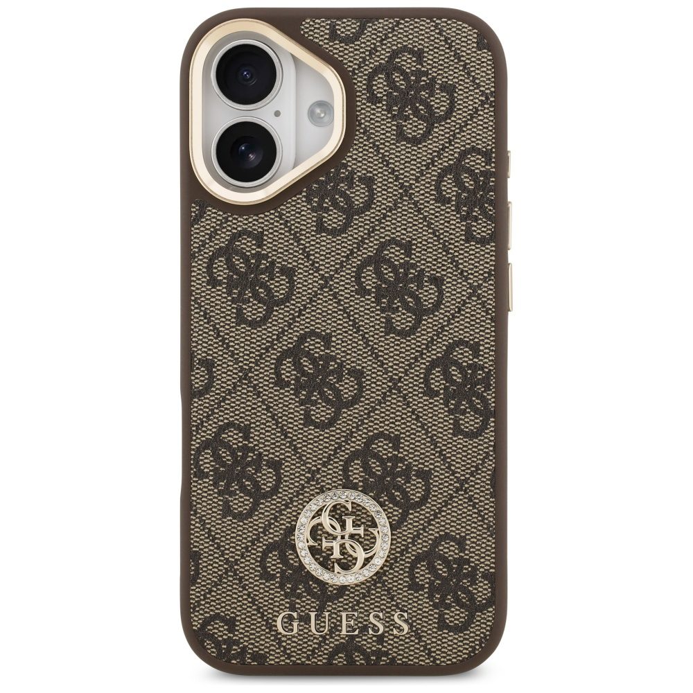 Guess 4G Strass Logo & Big Strap Metal Buttons MagSafe Case for iPhone 17 - Browneng
