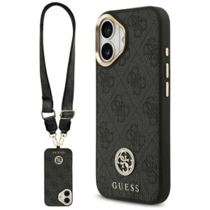 201128_1 Guess 4G Strass Logo & Big Strap Metal Buttons MagSafe Case for iPhone 17 - Blackeng