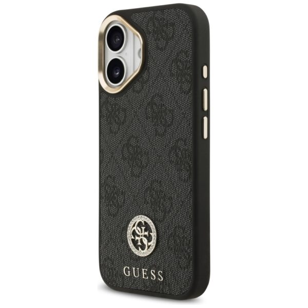 Guess 4G Strass Logo & Big Strap Metal Buttons MagSafe Case for iPhone 17 - Blackeng